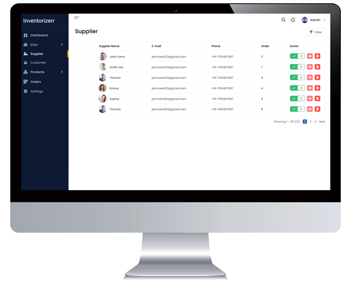 A desktop image showing supplier page with suppliers name